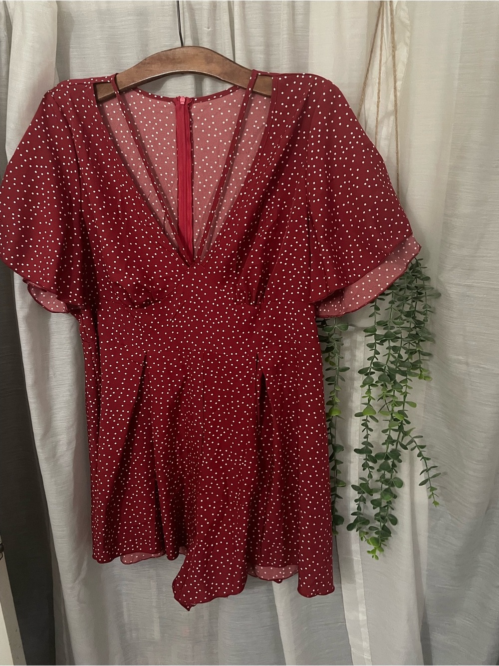Red Polka Dot V-Neck romper
